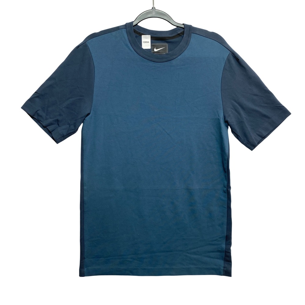 Nike T-Shirt Mens Small Blue Color-block Short Sleeve Stretch Performance Top